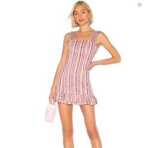 Alexis Brandy Pink Striped Linen Mini Sheath Dress -  Size L